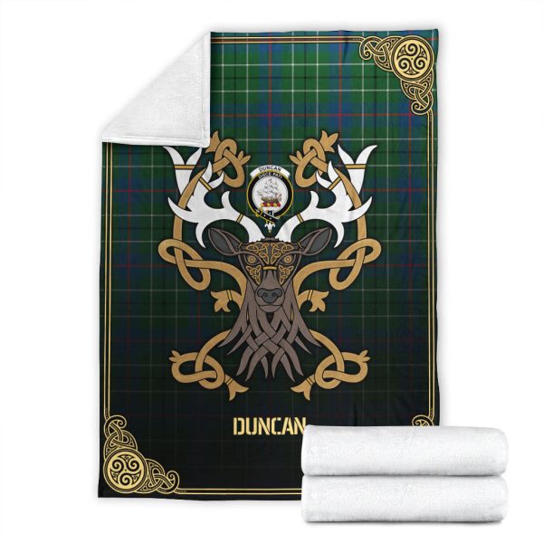 Duncan Ancient Tartan Crest Premium Blanket - Celtic Stag style For Sale - Image 4