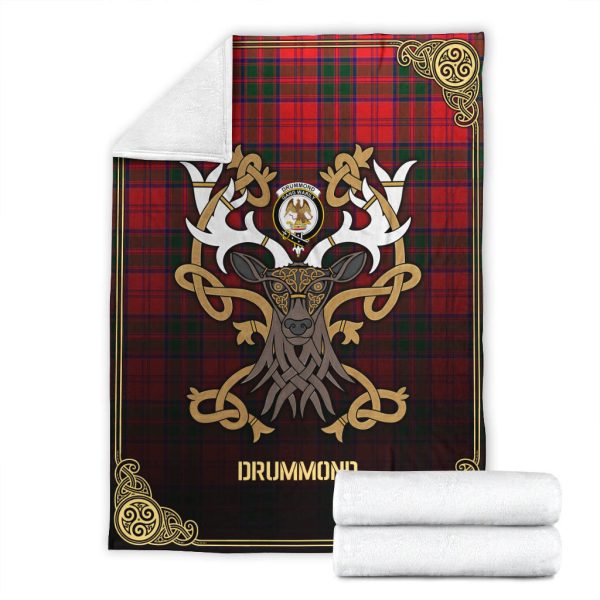 Drummond Modern Tartan Crest Premium Blanket - Celtic Stag style on Sale - Image 4