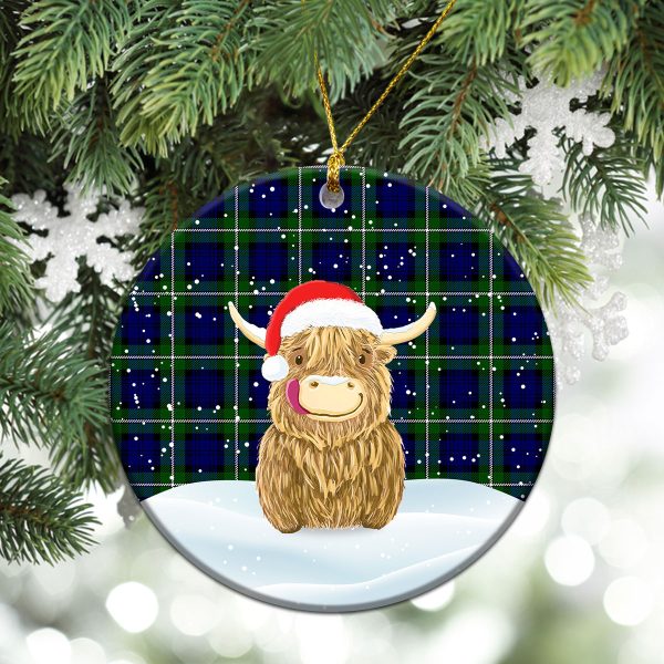 Forbes Modern Tartan Christmas Ceramic Ornament - Highland Cows Style Sale - Image 2