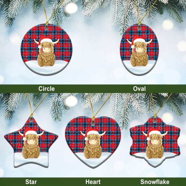 MacTavish Modern Tartan Christmas Ceramic Ornament - Highland Cows Style Online now
