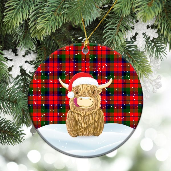 MacNaughten Tartan Christmas Ceramic Ornament - Highland Cows Style Sale - Image 2