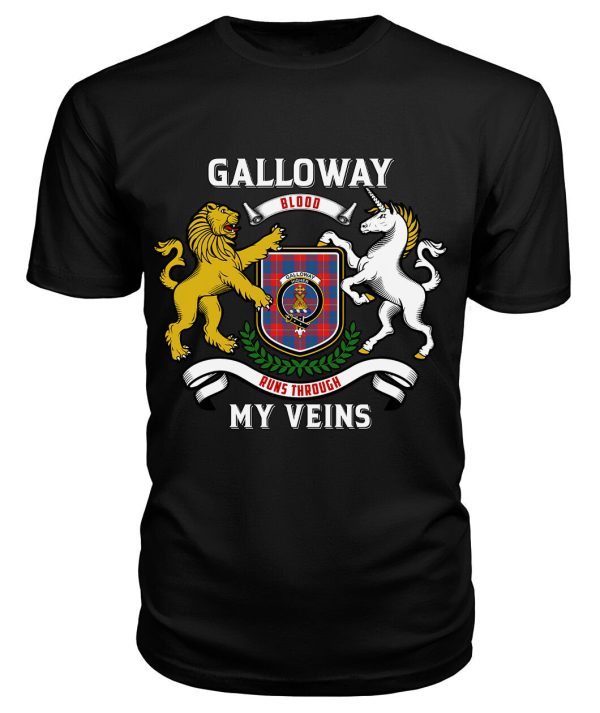 Galloway Red Tartan Crest 2D T-shirt - Blood Runs Through My Veins Style Fashion