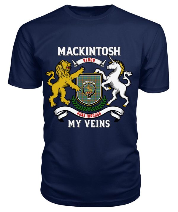 MacKintosh Hunting Ancient Tartan Crest 2D T-shirt - Blood Runs Through My Veins Style For Cheap - Image 5