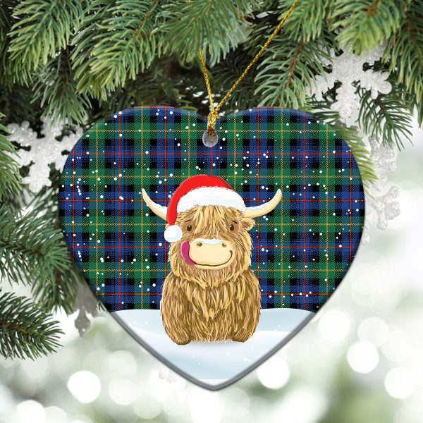 Farquharson Ancient Tartan Christmas Ceramic Ornament - Highland Cows Style Discount - Image 5