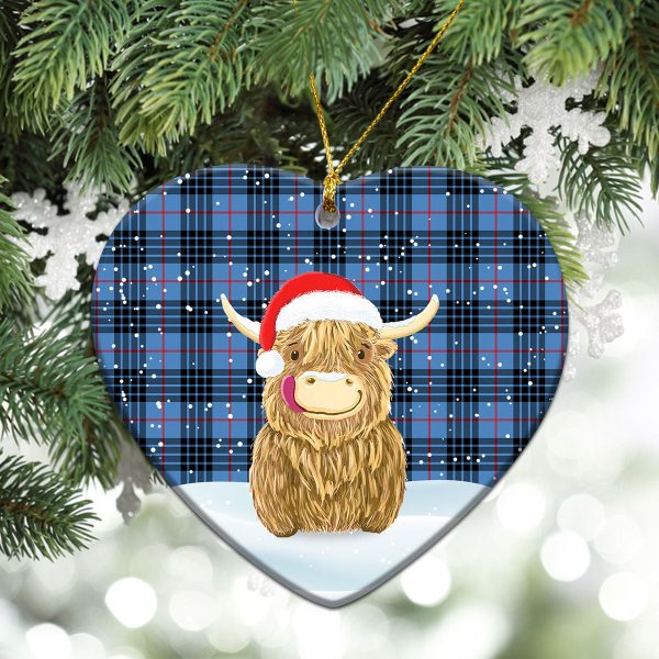 MacKay Blue Tartan Christmas Ceramic Ornament - Highland Cows Style Hot on Sale - Image 5