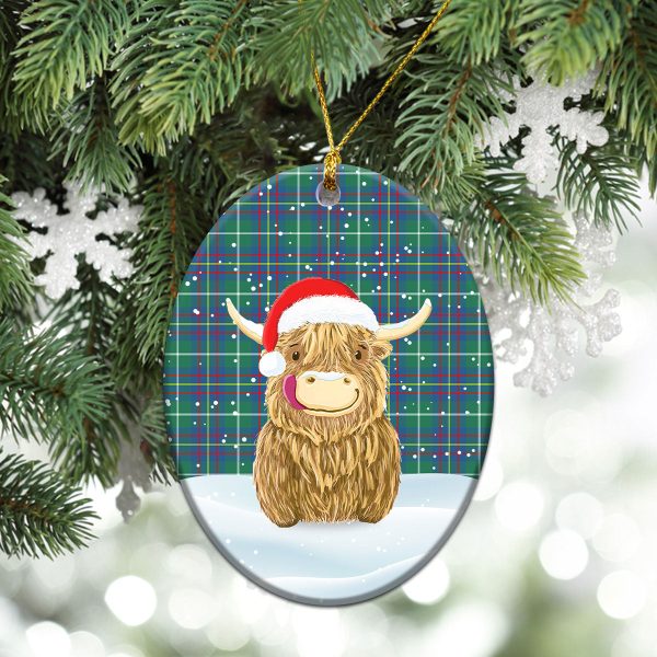 Inglis Ancient Tartan Christmas Ceramic Ornament - Highland Cows Style on Sale - Image 3