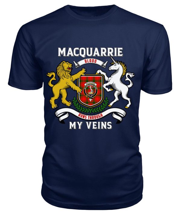 MacQuarrie Tartan Crest 2D T-shirt - Blood Runs Through My Veins Style Hot on Sale - Image 5