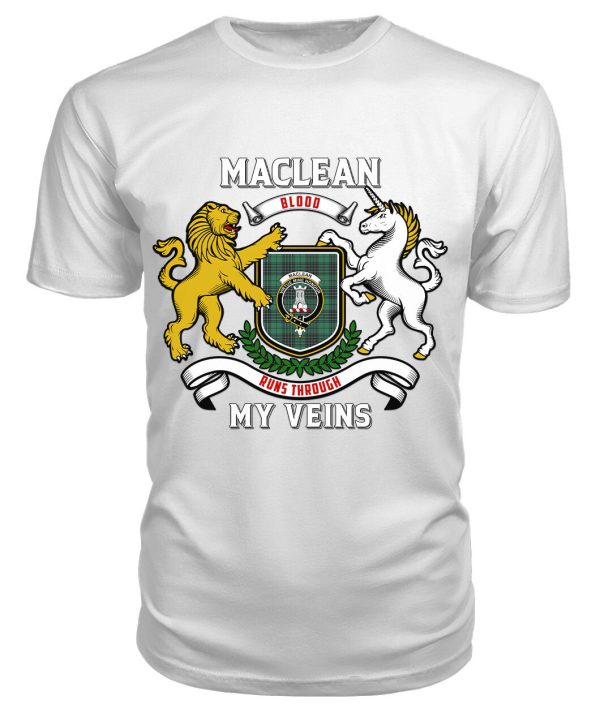 MacLean Hunting Ancient Tartan Crest 2D T-shirt - Blood Runs Through My Veins Style Sale - Image 3