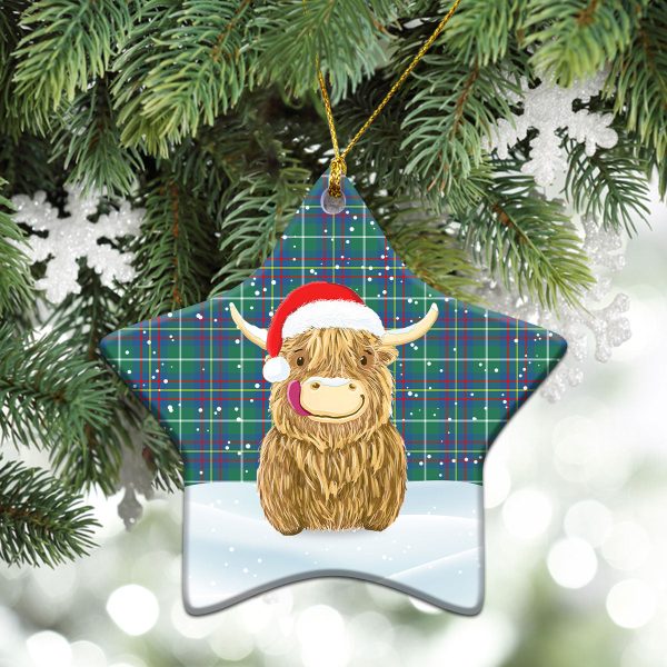 Inglis Ancient Tartan Christmas Ceramic Ornament - Highland Cows Style on Sale - Image 4