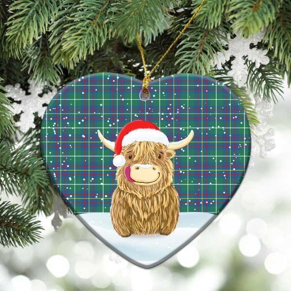 Inglis Ancient Tartan Christmas Ceramic Ornament - Highland Cows Style on Sale - Image 5