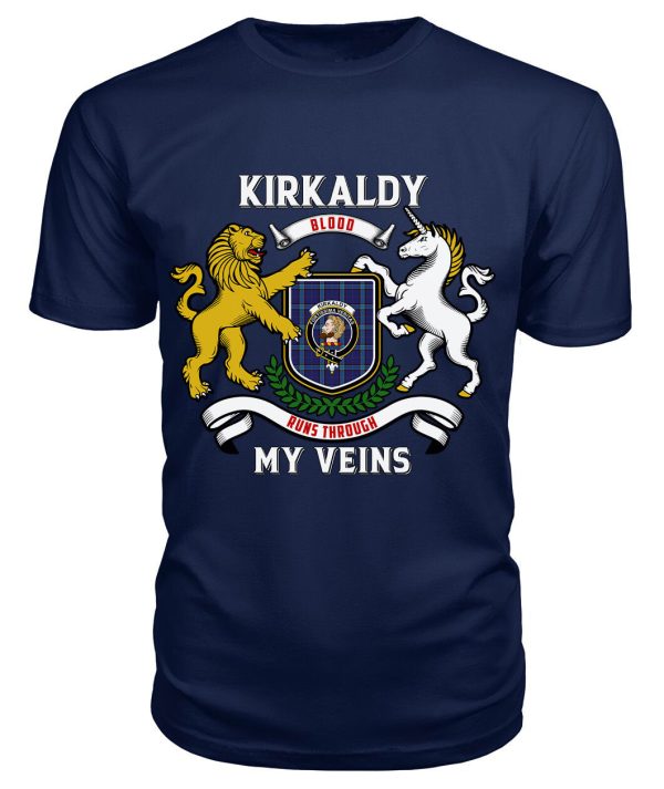 Kirkaldy Tartan Crest 2D T-shirt - Blood Runs Through My Veins Style on Sale - Image 5