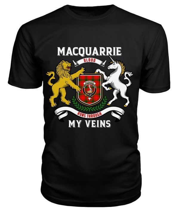 MacQuarrie Tartan Crest 2D T-shirt - Blood Runs Through My Veins Style Hot on Sale