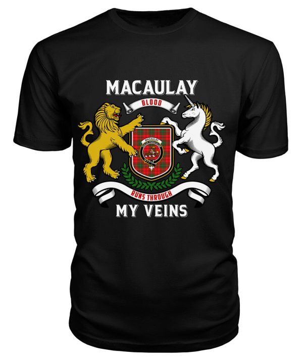 MacAulay Modern Tartan Crest 2D T-shirt - Blood Runs Through My Veins Style Online Hot Sale