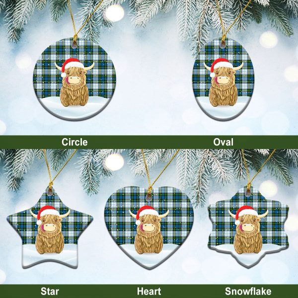 Campbell Dress Tartan Christmas Ceramic Ornament - Highland Cows Style Online now