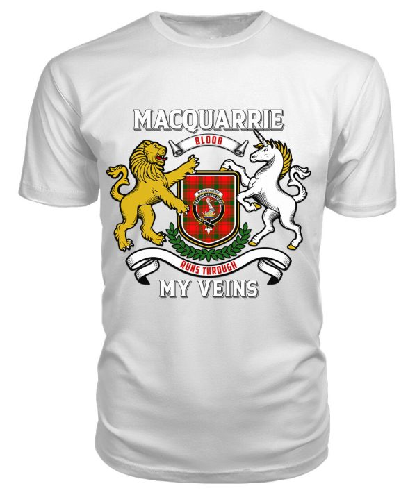 MacQuarrie Tartan Crest 2D T-shirt - Blood Runs Through My Veins Style Hot on Sale - Image 3