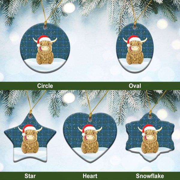 Matheson Hunting Ancient Tartan Christmas Ceramic Ornament - Highland Cows Style Hot on Sale