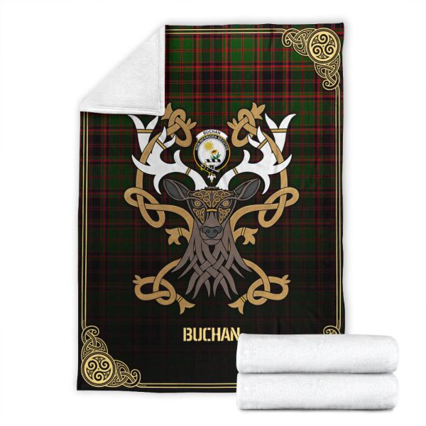 Buchan Modern Tartan Crest Premium Blanket - Celtic Stag style Sale - Image 4