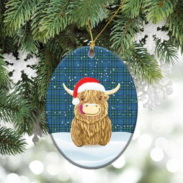 Matheson Hunting Ancient Tartan Christmas Ceramic Ornament - Highland Cows Style Hot on Sale - Image 3