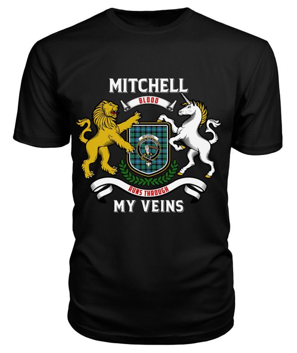 Mitchell Ancient Tartan Crest 2D T-shirt - Blood Runs Through My Veins Style Discount