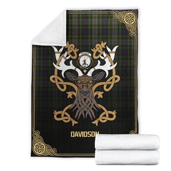 Davidson Tulloch Dress Tartan Crest Premium Blanket - Celtic Stag style For Discount - Image 4