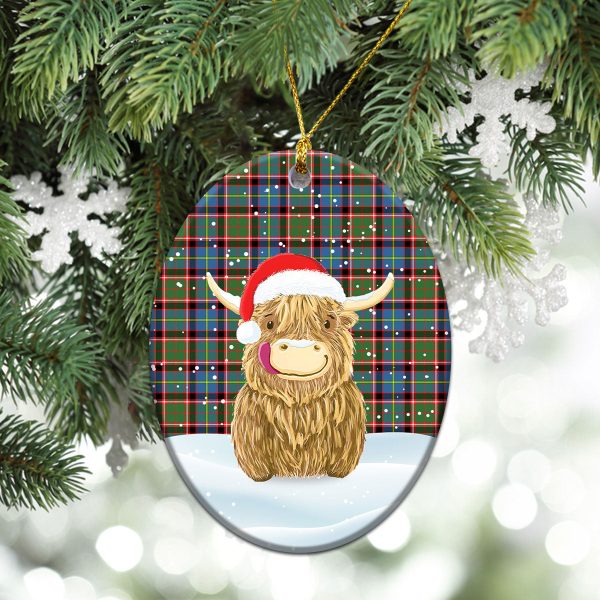 Stirling (of Cadder-Present Chief) Tartan Christmas Ceramic Ornament - Highland Cows Style For Sale - Image 3