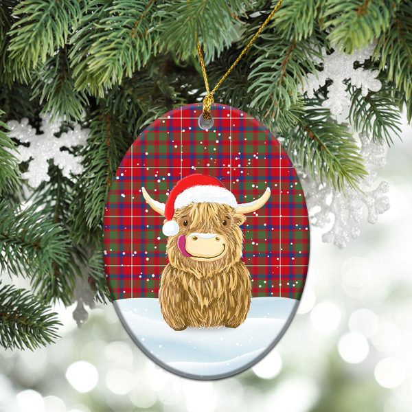 Shaw Red Modern Tartan Christmas Ceramic Ornament - Highland Cows Style Supply - Image 3