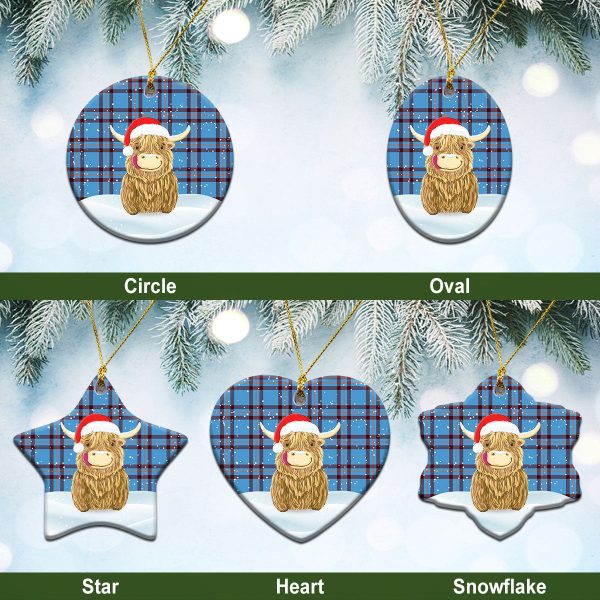 Elliott Ancient Tartan Christmas Ceramic Ornament - Highland Cows Style Online Hot Sale