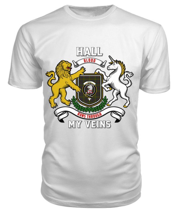 Hall Tartan Crest 2D T-shirt - Blood Runs Through My Veins Style Online Sale - Image 3