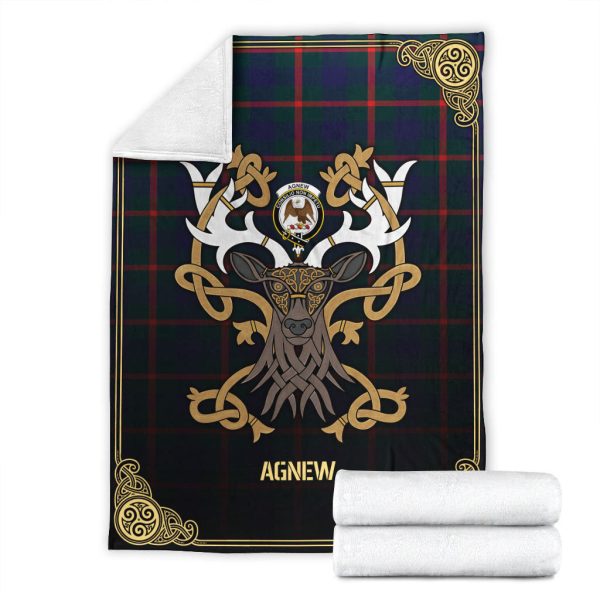 Agnew Modern Tartan Crest Premium Blanket - Celtic Stag style Sale - Image 4