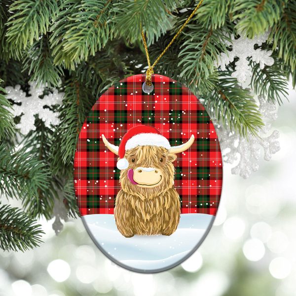 Nesbitt Modern Tartan Christmas Ceramic Ornament - Highland Cows Style Cheap - Image 3
