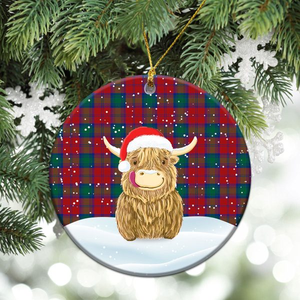 Lindsay Modern Tartan Christmas Ceramic Ornament - Highland Cows Style Sale - Image 2