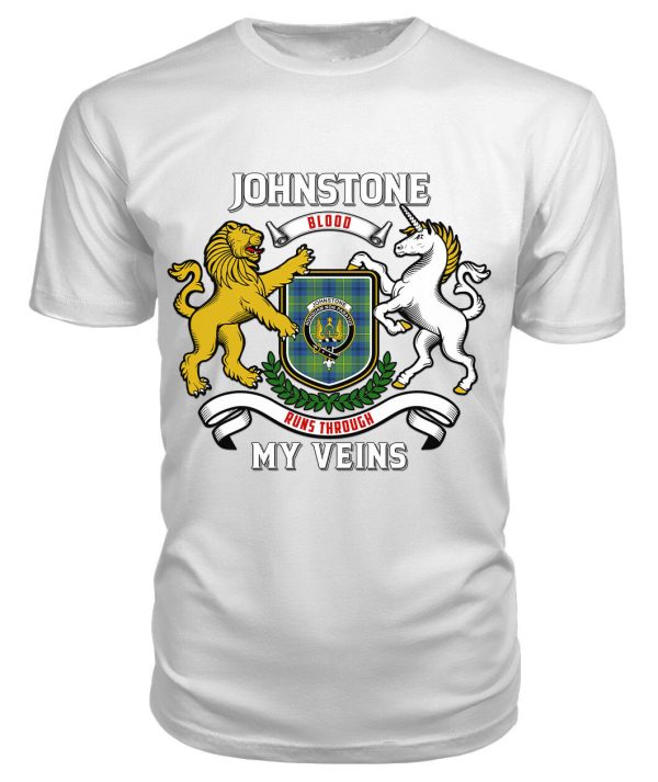 Johnstone Ancient Tartan Crest 2D T-shirt - Blood Runs Through My Veins Style Online Hot Sale - Image 3