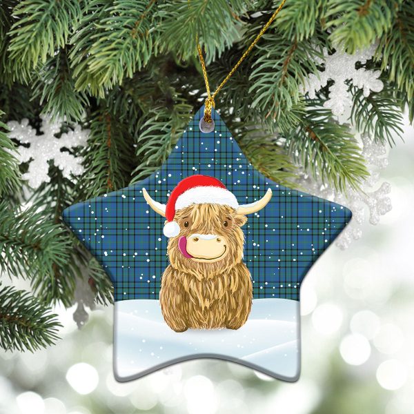 Matheson Hunting Ancient Tartan Christmas Ceramic Ornament - Highland Cows Style Hot on Sale - Image 4