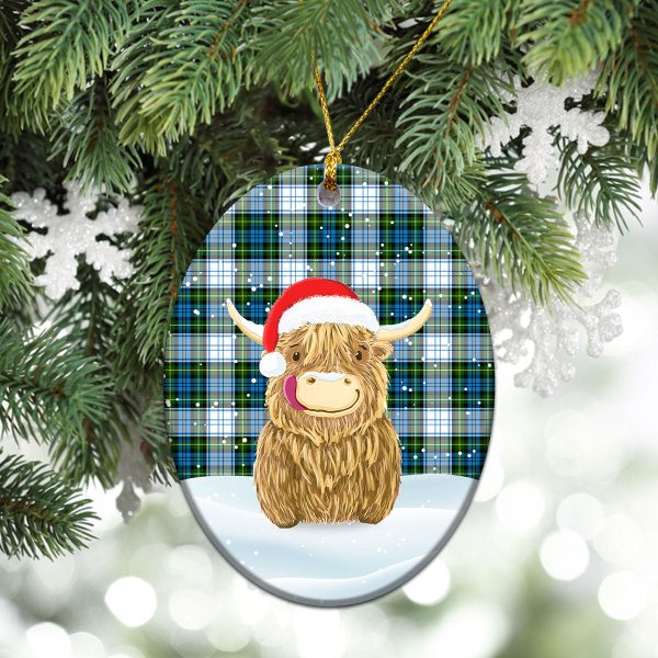 Campbell Dress Tartan Christmas Ceramic Ornament - Highland Cows Style Online now - Image 3