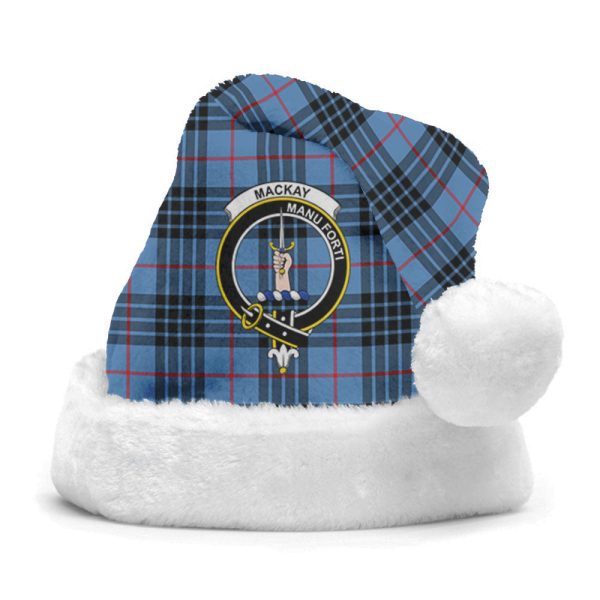 MacKay Blue Tartan Crest Christmas Hat Fashion