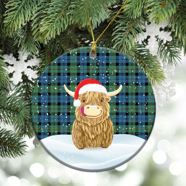 MacEwan Ancient Tartan Christmas Ceramic Ornament - Highland Cows Style Cheap - Image 2