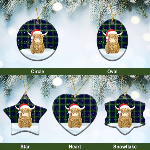 Forbes Modern Tartan Christmas Ceramic Ornament - Highland Cows Style Sale