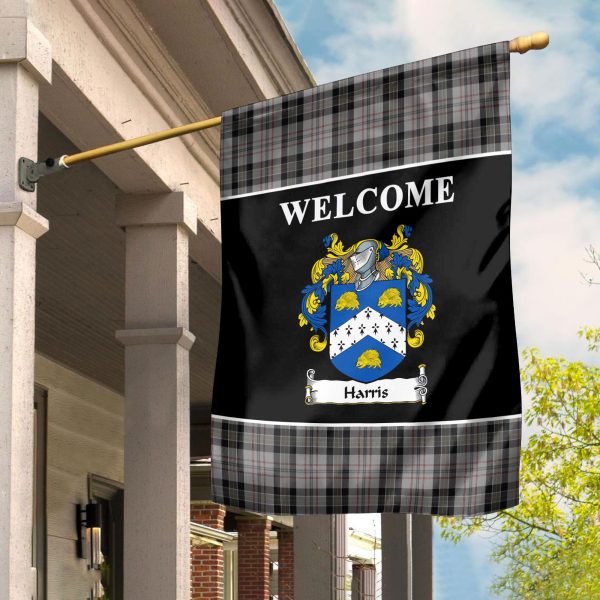 Harris Tartan Crest Black Garden Flag on Sale