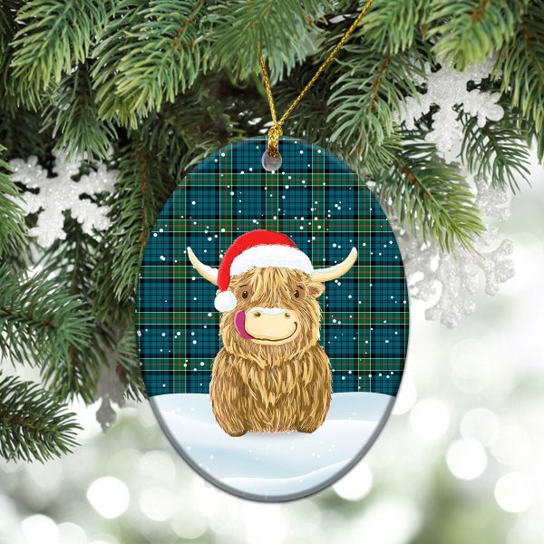 Kirkpatrick Ancient Tartan Christmas Ceramic Ornament - Highland Cows Style For Sale - Image 3