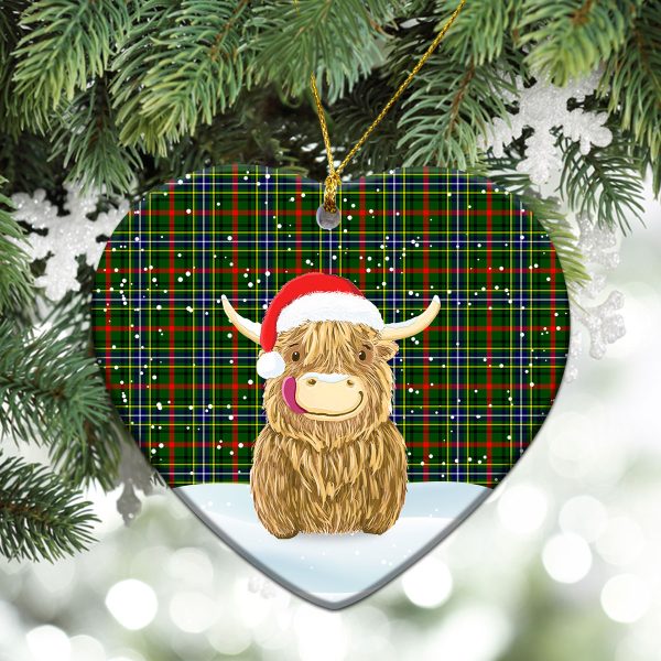 Bisset Tartan Christmas Ceramic Ornament - Highland Cows Style Online Sale - Image 5