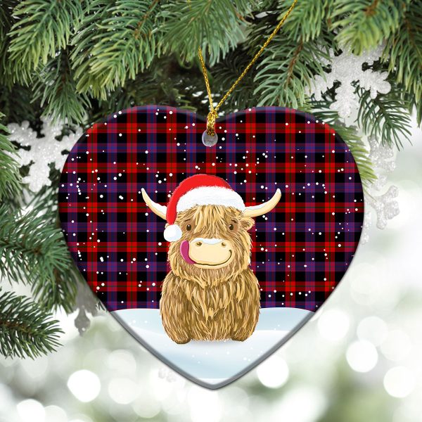 Broun Modern Tartan Christmas Ceramic Ornament - Highland Cows Style Supply - Image 5