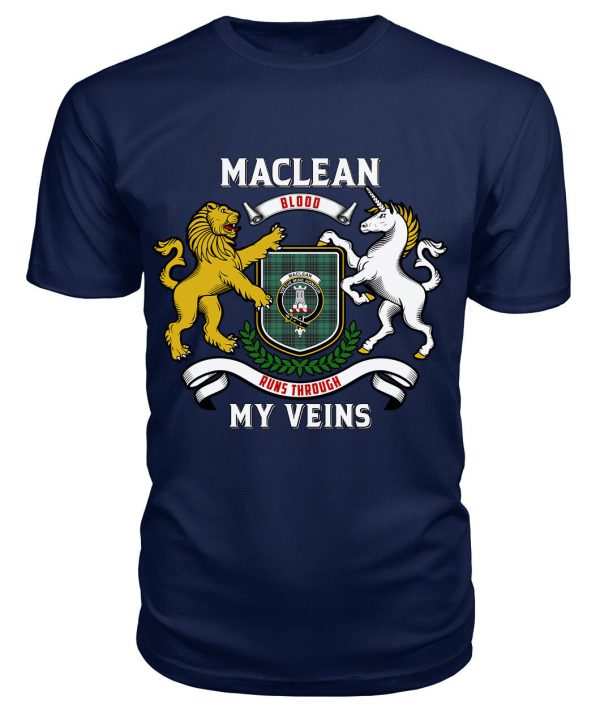 MacLean Hunting Ancient Tartan Crest 2D T-shirt - Blood Runs Through My Veins Style Sale - Image 5