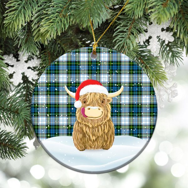 Campbell Dress Tartan Christmas Ceramic Ornament - Highland Cows Style Online now - Image 2