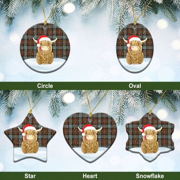 Fergusson Weathered Tartan Christmas Ceramic Ornament - Highland Cows Style For Cheap