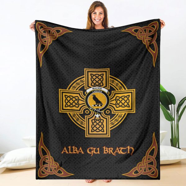 MacKie Crest Premium Blanket - Black Celtic Cross Style For Cheap