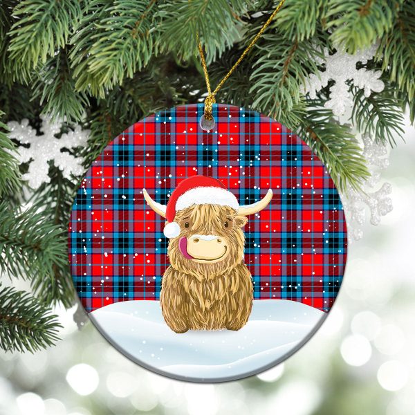 MacTavish Modern Tartan Christmas Ceramic Ornament - Highland Cows Style Online now - Image 2