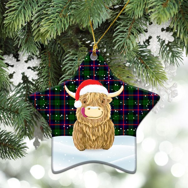Urquhart Modern Tartan Christmas Ceramic Ornament - Highland Cows Style Discount - Image 4