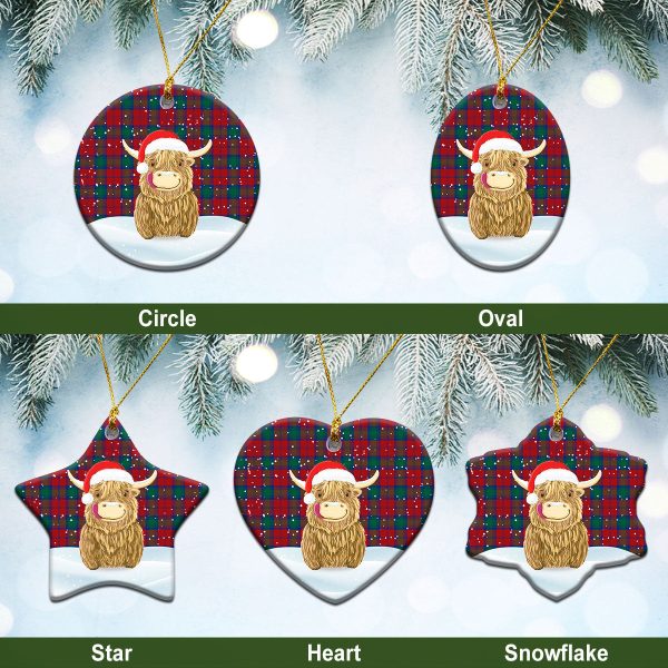 Auchinleck Tartan Christmas Ceramic Ornament - Highland Cows Style For Discount
