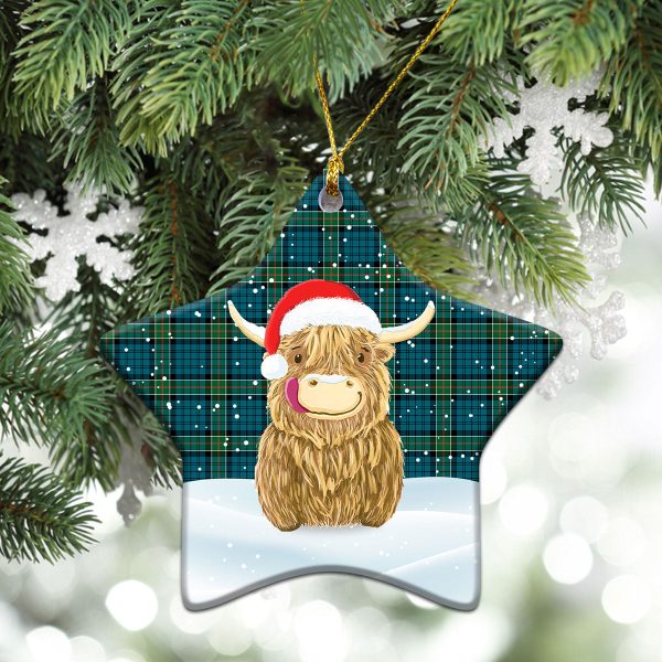 Kirkpatrick Ancient Tartan Christmas Ceramic Ornament - Highland Cows Style For Sale - Image 4