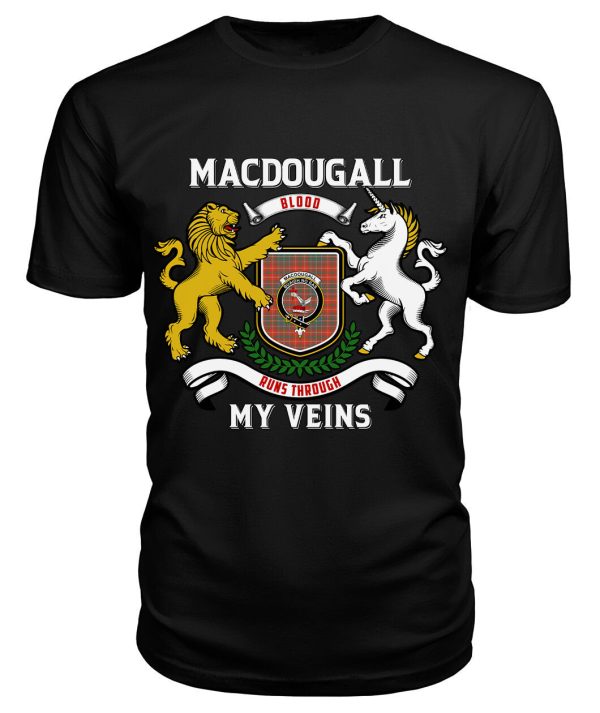MacDougall Ancient Tartan Crest 2D T-shirt - Blood Runs Through My Veins Style Online now